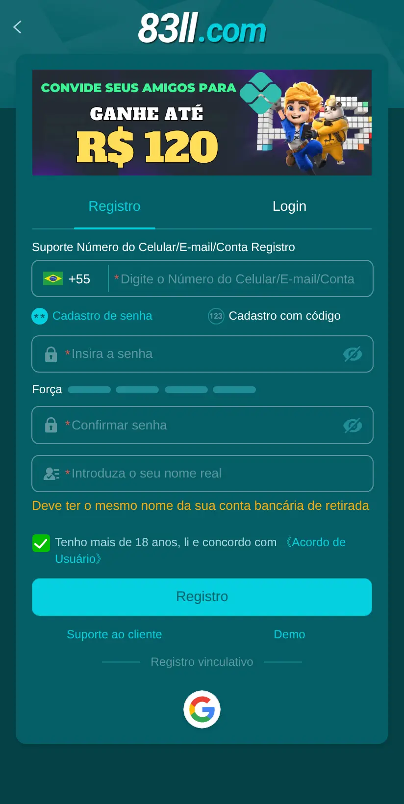 Tela inicial da 83LL