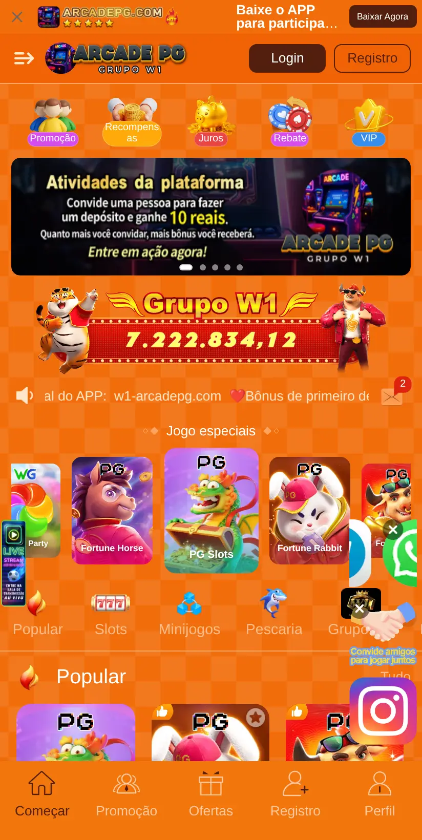 A tela da ArcadePG como ela abre no celular, em 22/09/2026