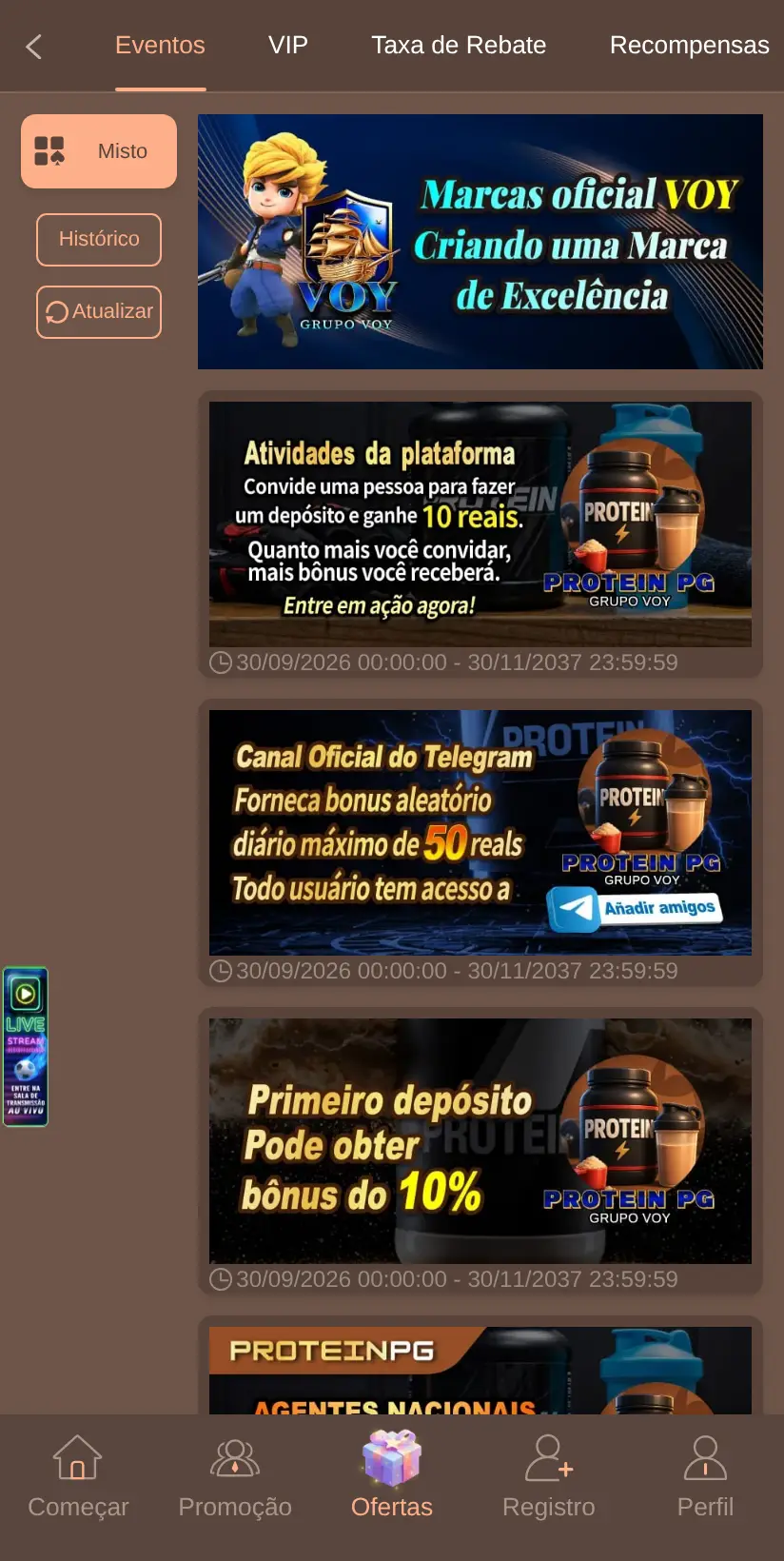 A área de ofertas da VOY ProteinPG, em 23/10/2026