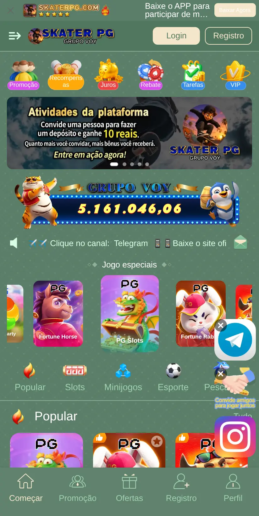 Tela inicial da VOY SkaterPG
