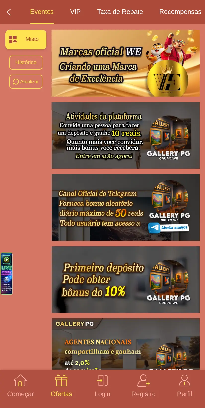A área de ofertas da WE GalleryPG, em 22/09/2026
