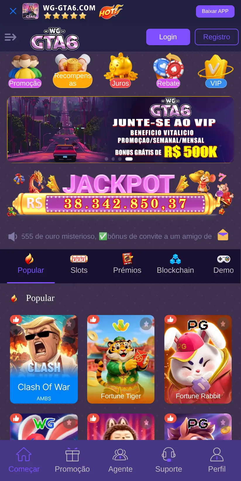 A tela da WG GTA6 como ela abre no celular, em 22/09/2026